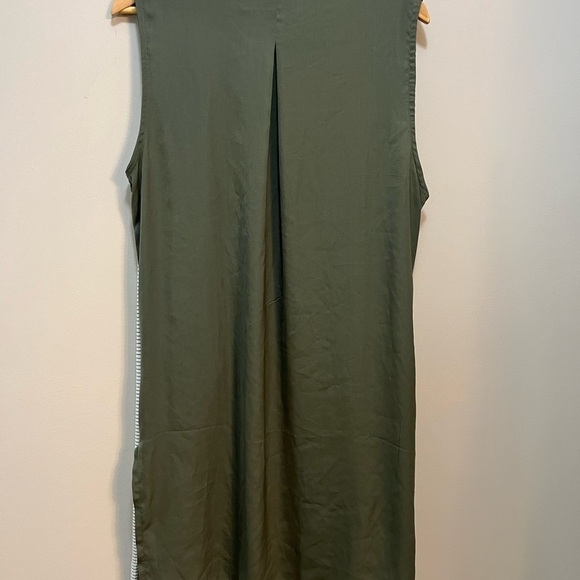 Halston Long Cardigan Sleeveless Open Front Knit Stripe & Green Duster Women L - Picture 7 of 11